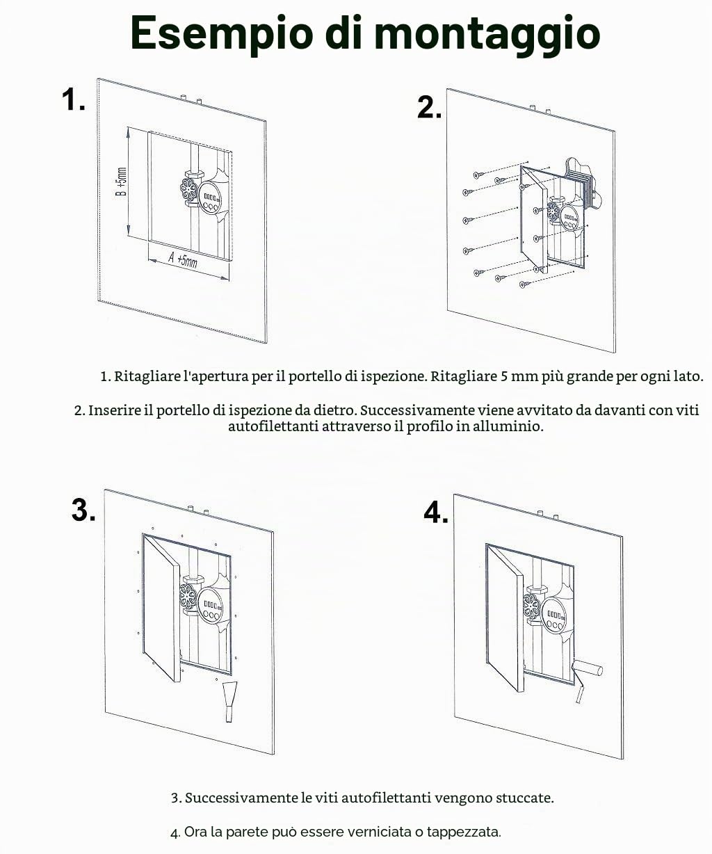SYSTERM Botola di ispezione cartongesso 400x500 mm Idrorepellente cartongesso 12,5 mm KRAL21 Sportello manutenzione 40x50 cm con telaio in alluminio di costruzione a secco Verde