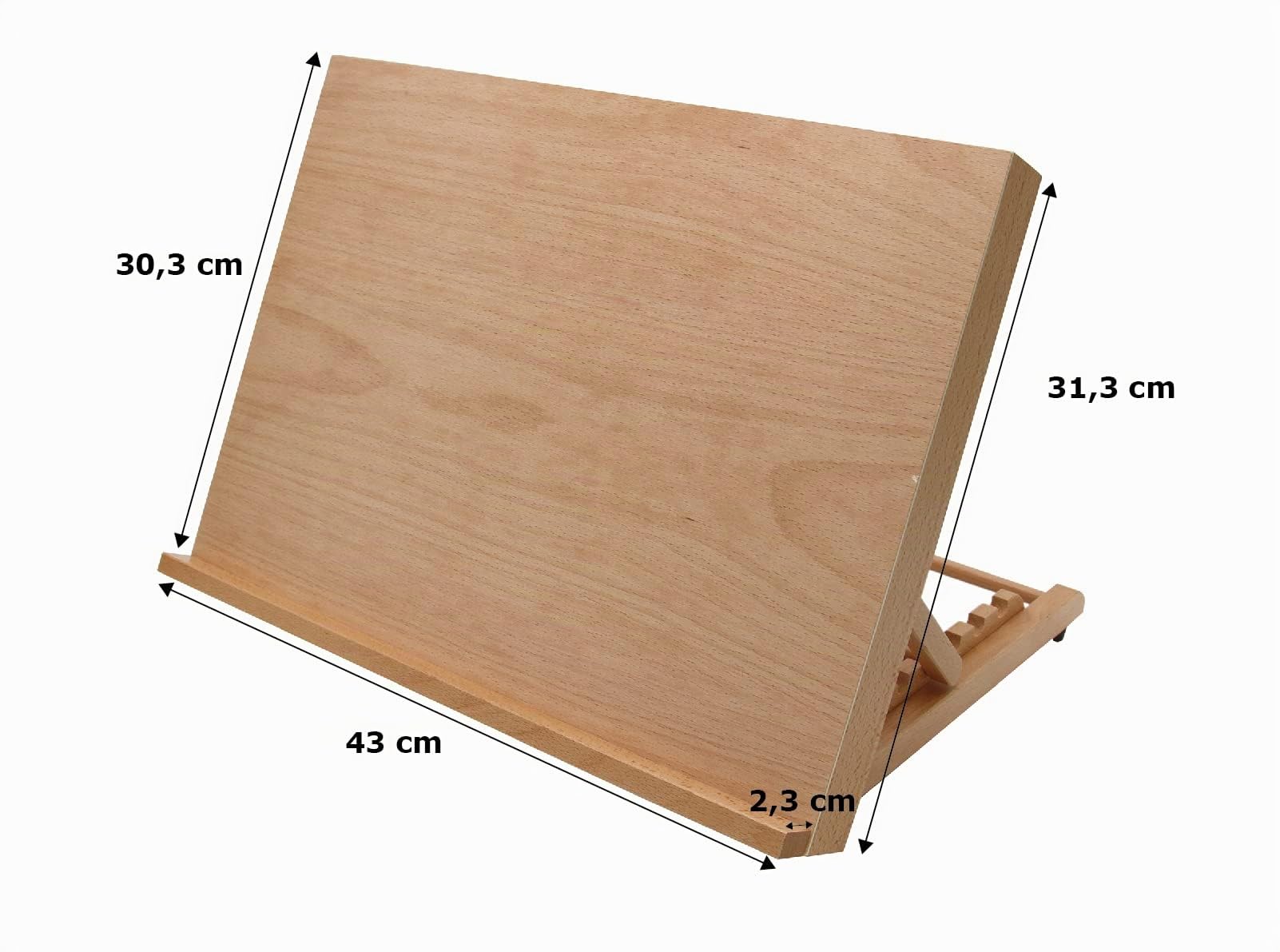 Paintersisters Caballete de mesa con tablero de dibujo + Estación de trabajo Tamaño A3 compacto - 30 x 43 cm, madera de haya, para pintar + esbozar, acrílico, acuarela, lápiz o carboncillo