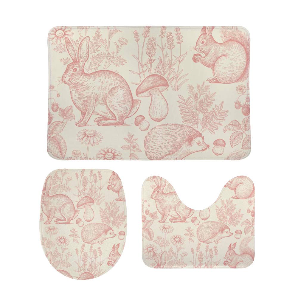 Tapis de bain en U Ruchen motif plantes et animaux pour éliminer les sols froids et glissants