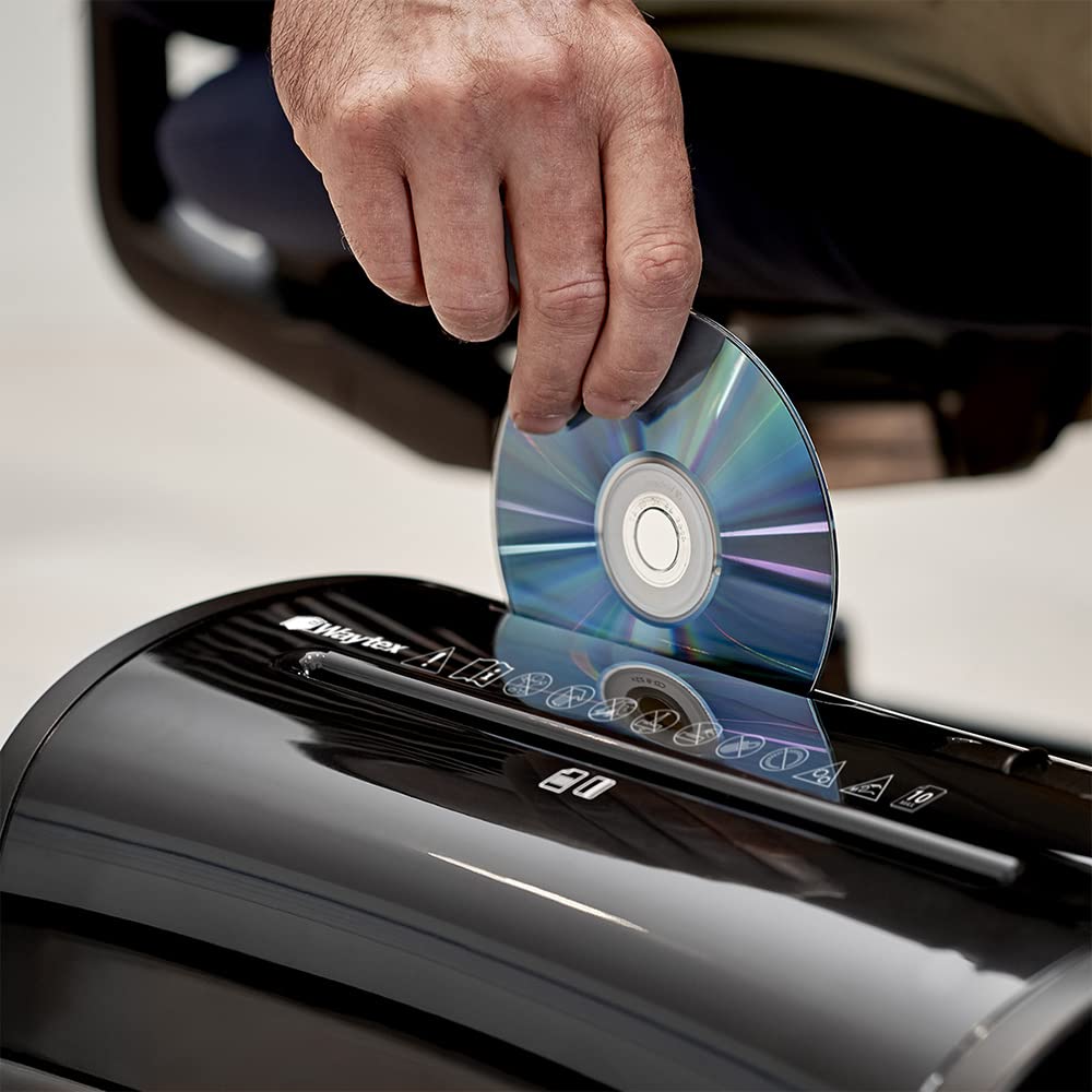 WAYTEX 77323 Distruggi documenti a taglio incrociato, 10 fogli, CD e DVD, cassetto 14 l, su ruote, veloce e permanente