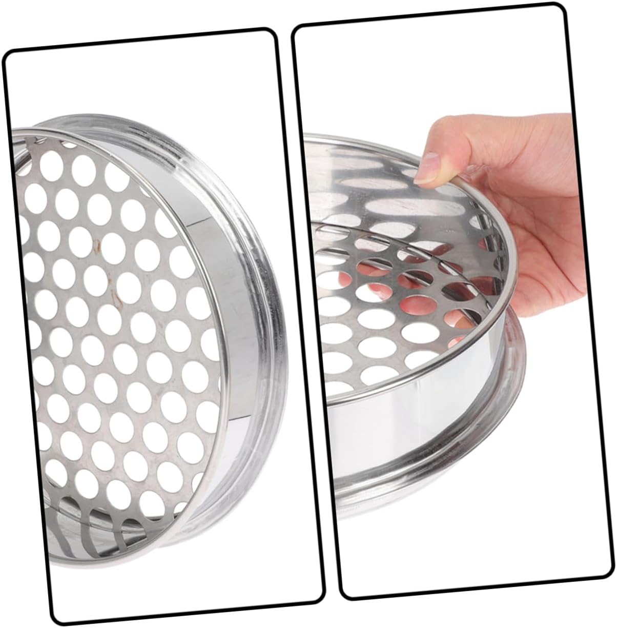 2pcs Stainless Steel Mesh Sifter Round Hole Sieve for Sifting Soil Blueberries Spices User Friendly Removable Mesh Resistant Essential Tool for Use
