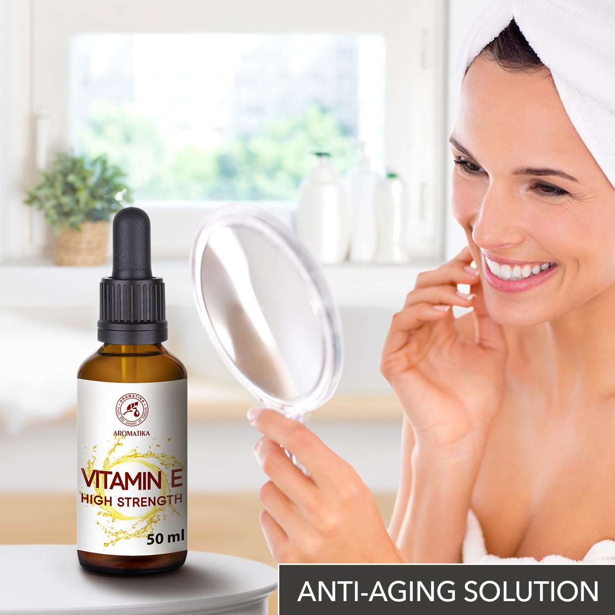 Gouttes de Vitamine E Concentrées 50ml - Naturel - Pure Haute Résistance pour les soins de la Peau - pour Visage - Lèvres - Beauté - Base Cosmétique