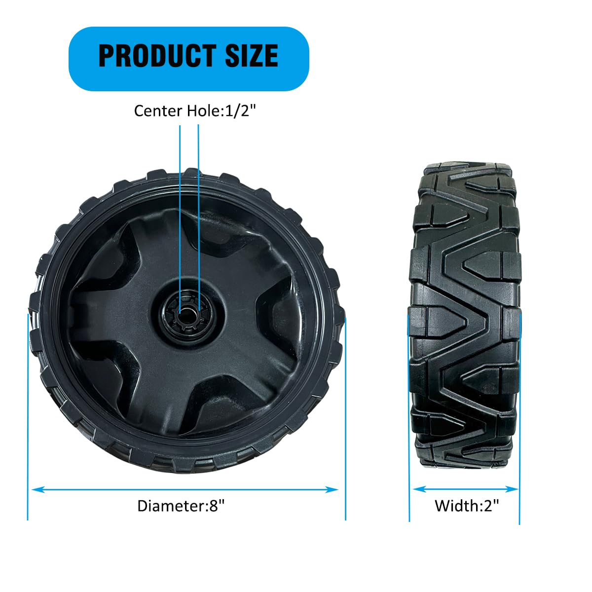 Rueda de cortacésped de 8 pulgadas 634-05040 para cortacésped Cub Cade t MTD Brute SC300HW SC300 SC300IP SC300E SC700, paquete de 2