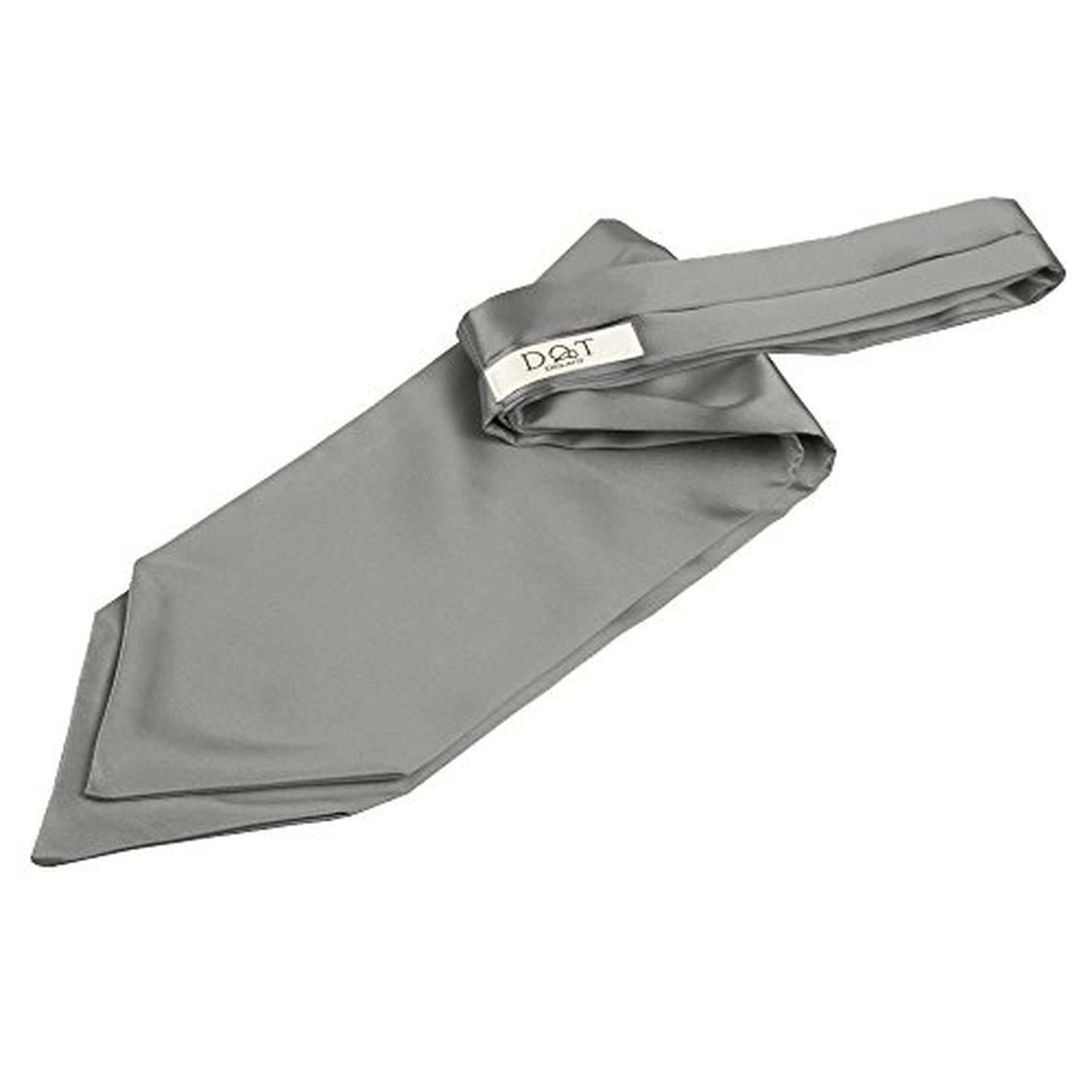DQT Mens Plain Satin Self-Tie Ascot Cravat – Wedding Groom Formal Suit - Platinum