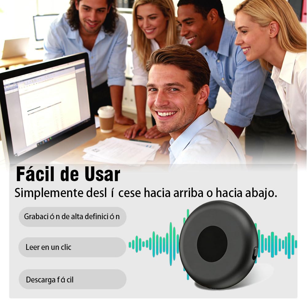 Grabadora de Voz Espia con Recargable por USB, Memoria de 64GB, Grabadora Voz y Activación por Voz, Grabadora de Voz Espía Oculta, para Clases, Reuniones y Entrevistas