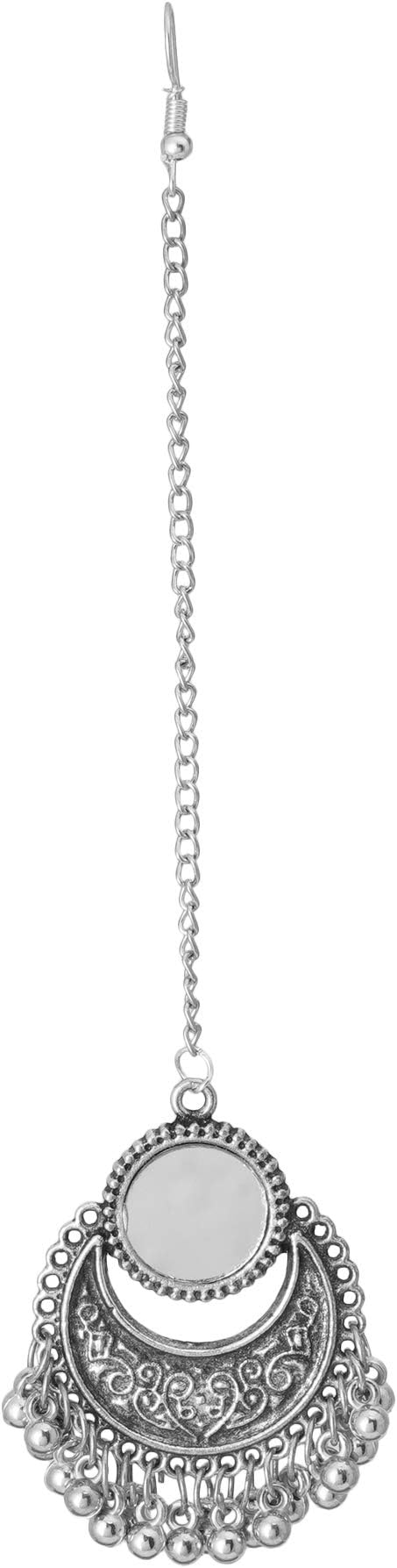 Indian Maang Tikka Oxidized Jewelry Antique Boho Bohemian Retro Vintage Maang Tikka Head Chain for Women