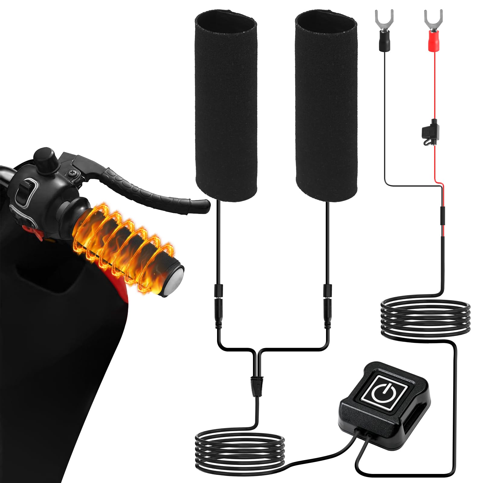 Manopole riscaldanti per moto, 12 V, maniglie riscaldate USB, controllo intelligente della temperatura a tre livelli, maniglie per il riscaldamento manuale, per l'inverno, universale per motociclette