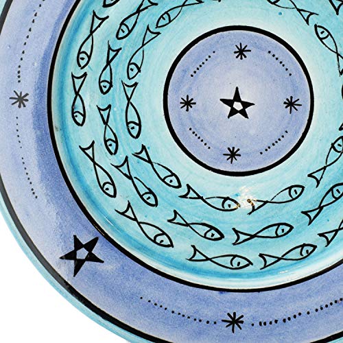 Orientalische Keramikschale Keramikteller Samak Blau 17cm Groß | farbige marokkanische Keramik Schale Teller rund aus… – Bild 4