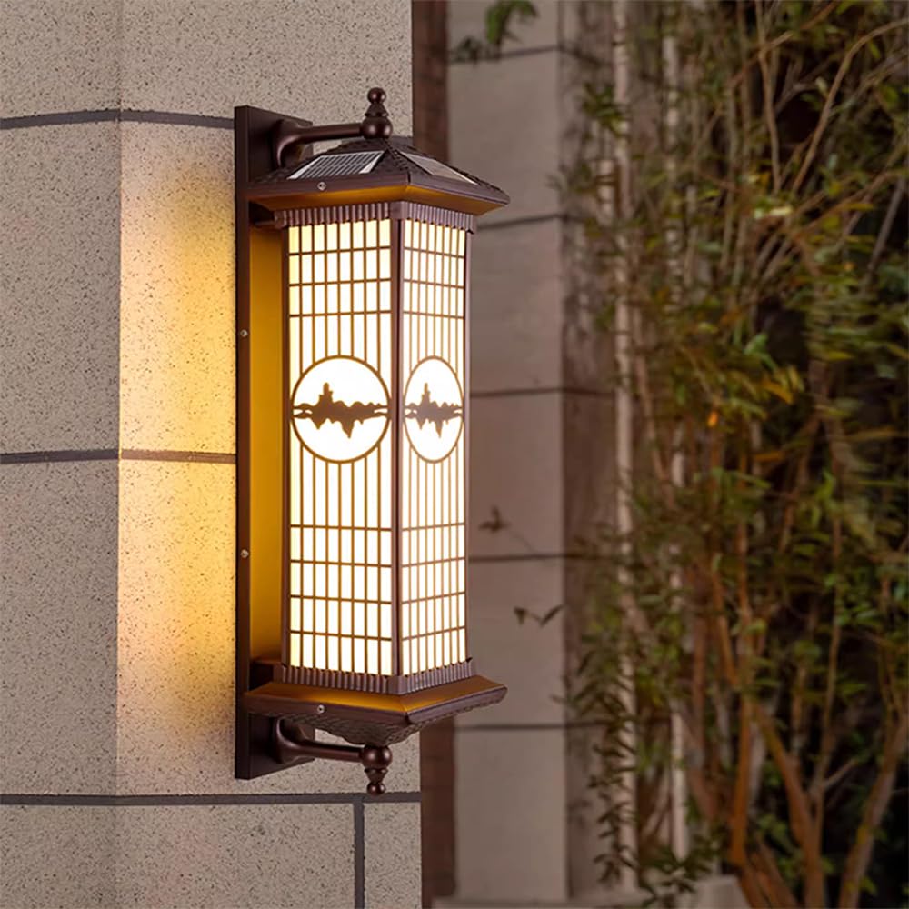 KXEcoLife Contemporary Solar Outdoor Wall Lamp Simplicity Waterproof Balcony Hallway Courtyard Villa Hotel Gate Lights (G H58CM Solar)