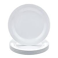 Vista 7 de Yaxa Basics Melamina (plástico), plato ovalado de borde estrecho, juego de 6 piezas, 13 x 9.75 pulgadas, blanco