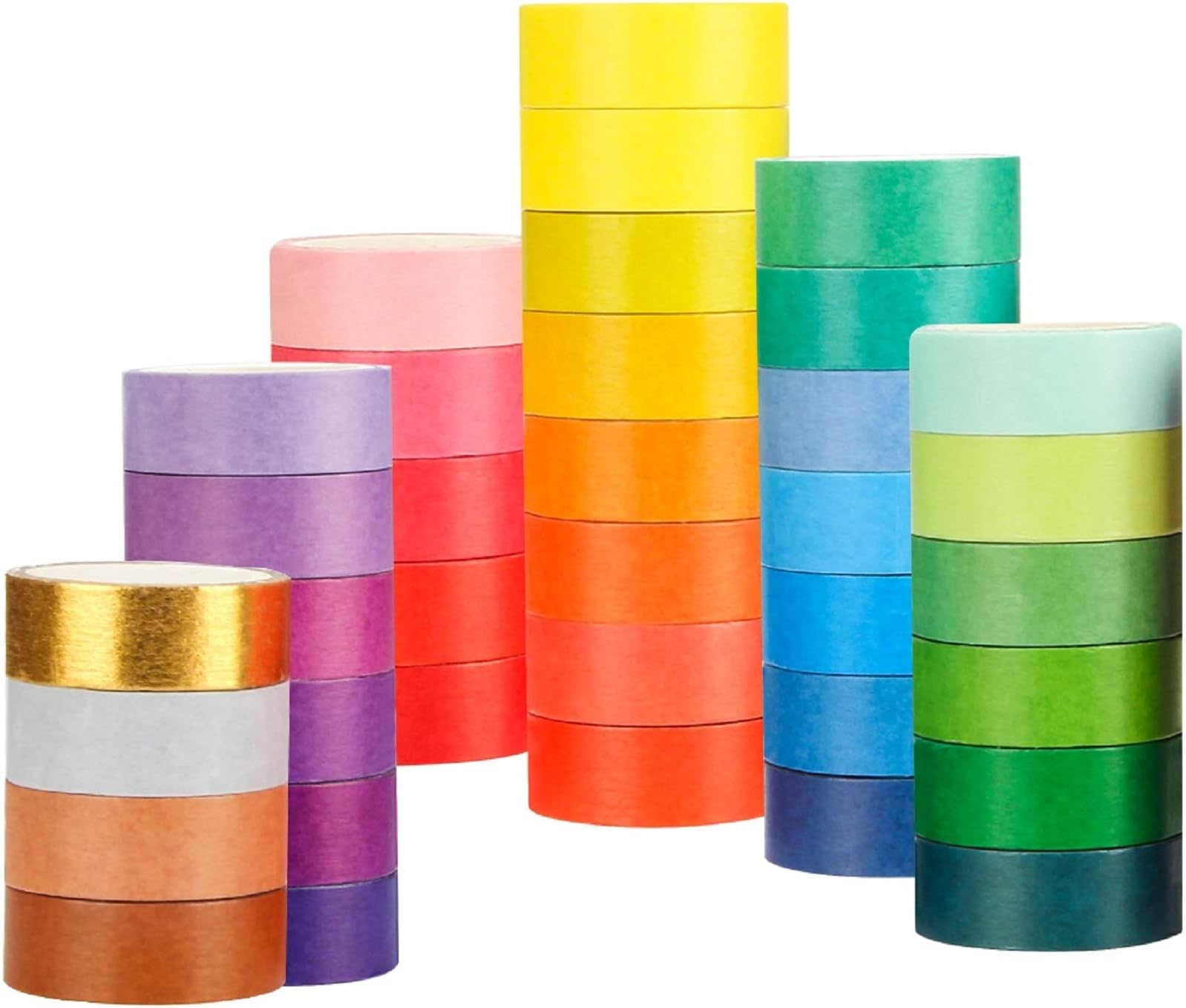 [36 Rolls] 1.5cm / 0.6inch Wide Colorful Washi Tapes Assorted Pure Colors, DIY Planner Craft Tape Paper Decor Scrapbooking Sticker Masking Paper Decoration, Gift Wrapping