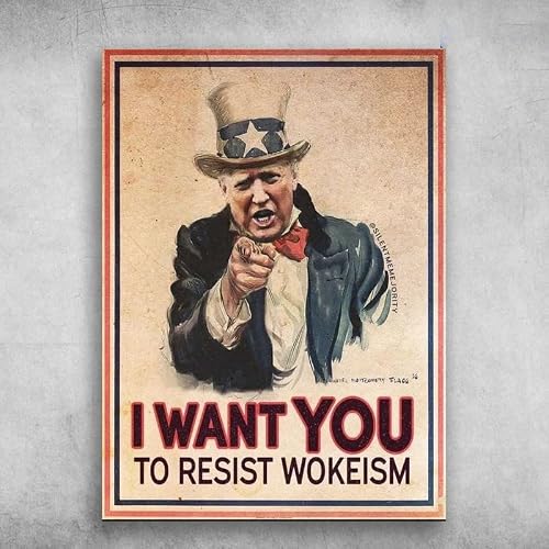 Retro Metal Tin Sign U.S. President Donald Trump I Want You To Resist Workeism Metal Aluminum Tin Sign Beer Retro Vintage Decor Metal Tin Wall Stickers 8x12 inch