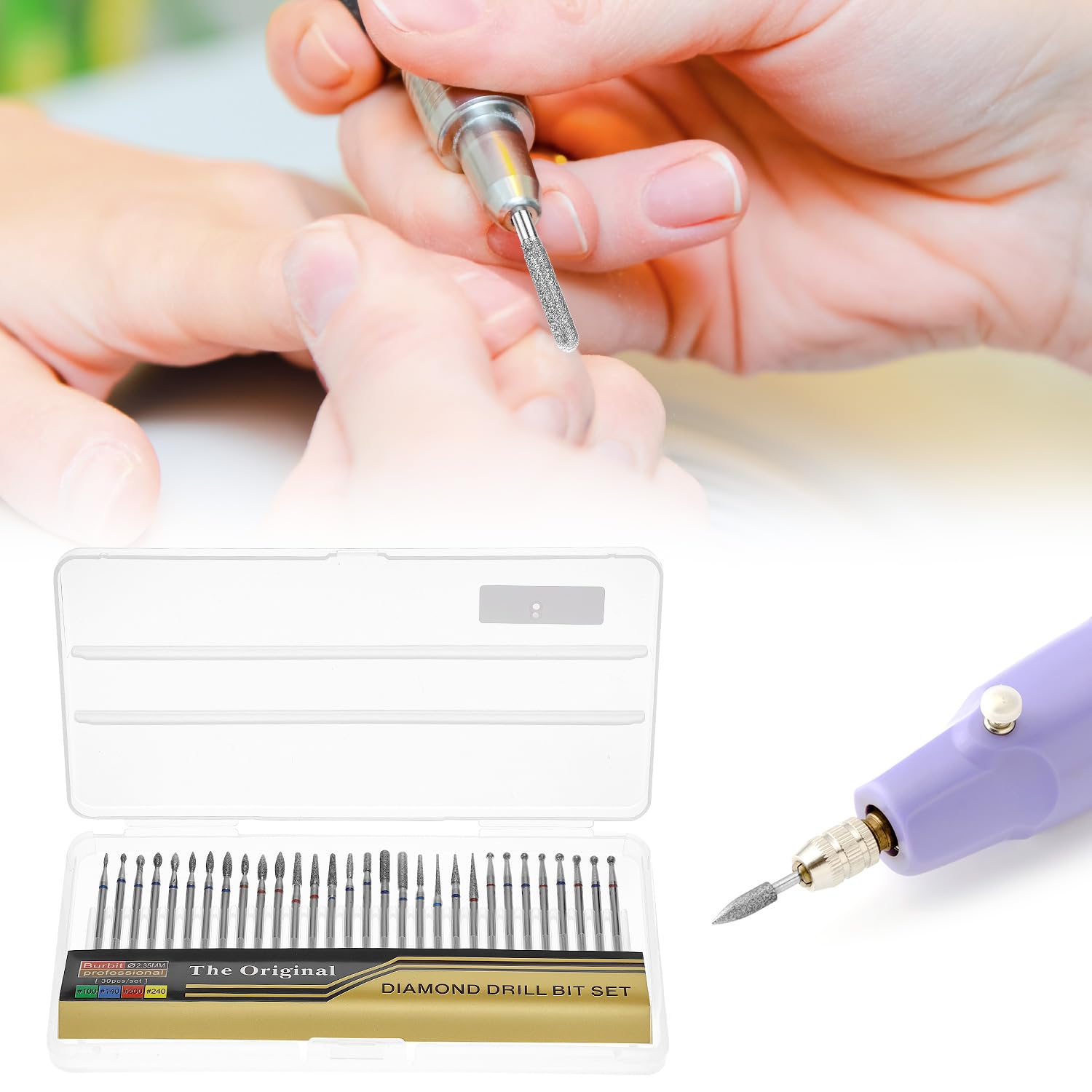 QWORK® 30 Pièces forets à ongles, embout ponceuse ongles, pour ongles en acrylique, en gel et soin des cuticules
