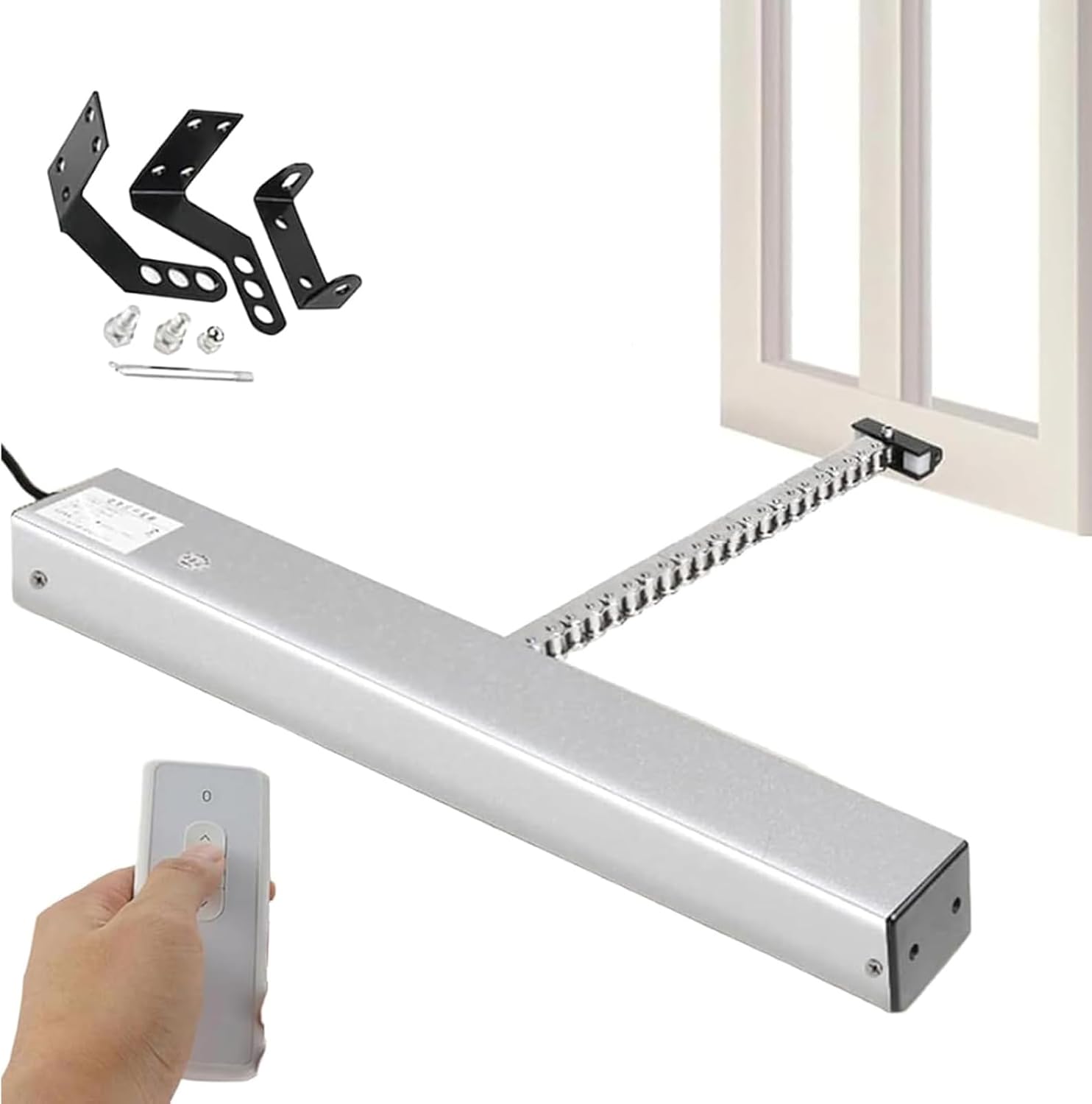 Automatic Chain Window Opener with Remote Control & Wall Switch, 300mm Adjustable Stroke for Skylights, Greenhouse & Roof Vents - Electric Actuator for Easy Ventilation
