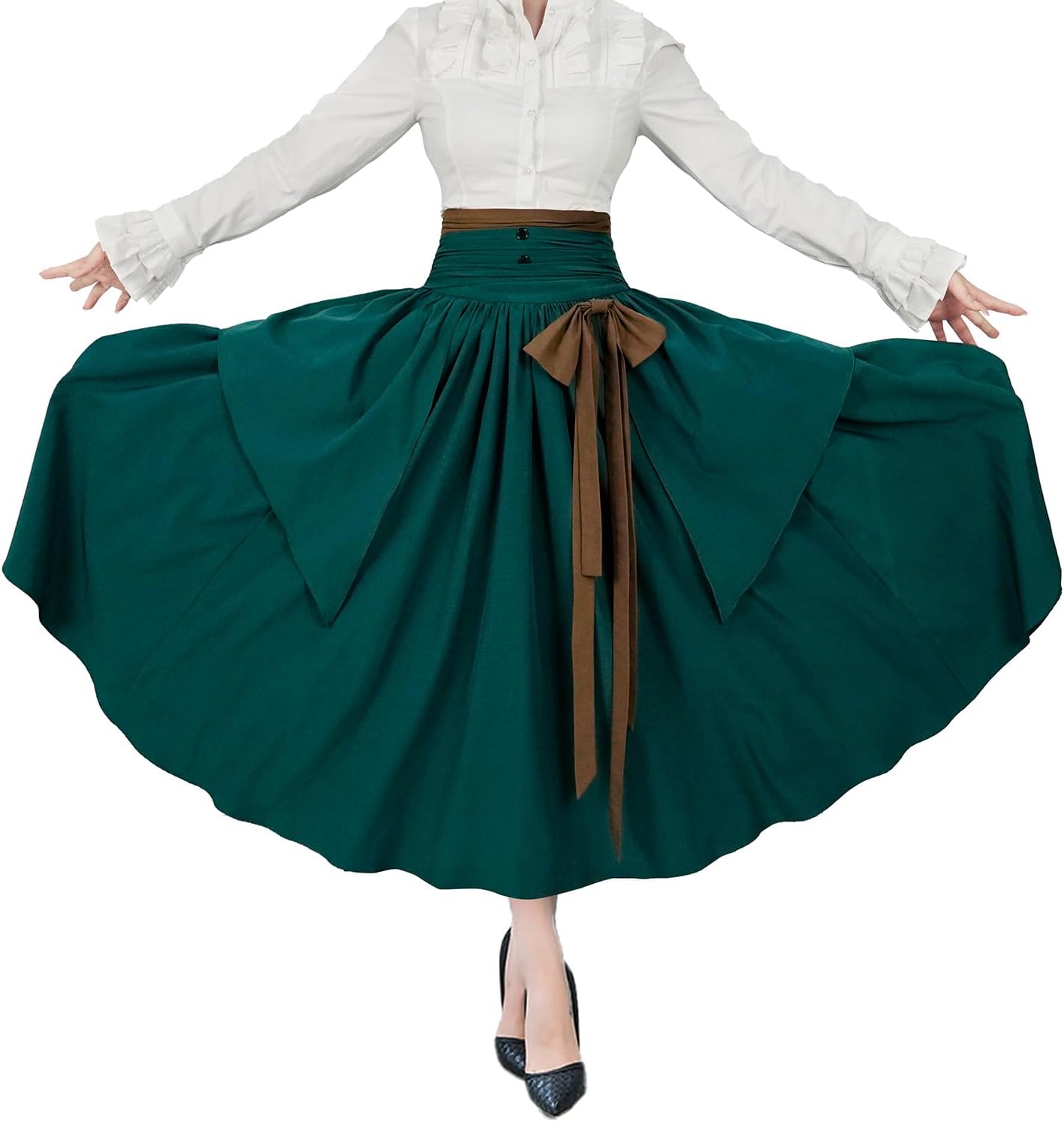 Women's Victorian Vintage Skirt Renaissance Medieval Pirate Peasant Maxi Elastic High Waist Skirts - Image 3