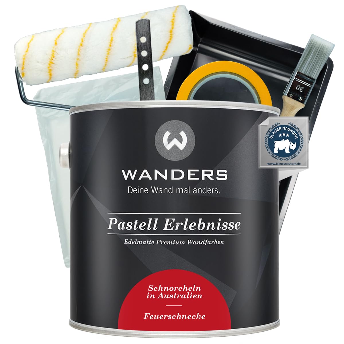 Wanders Peinture murale Pastel Erlebnisse 2,5 l (escargot de feu, rouge) avec kit de peinture Basic - Peinture à la craie de qualité supérieure, facile à utiliser, très opaque, parfaite pour le