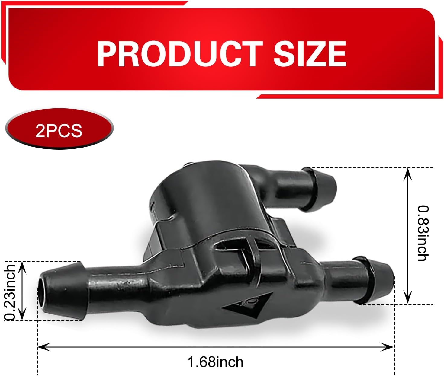 2PCS Car Windshield Wiper Washer Check Valve, Windshield Washer Nozzle Kit, Three Way Car Front Window Cleaning Spray Pipe Connector, Compatible with Lexus 8532128020 (Black)
