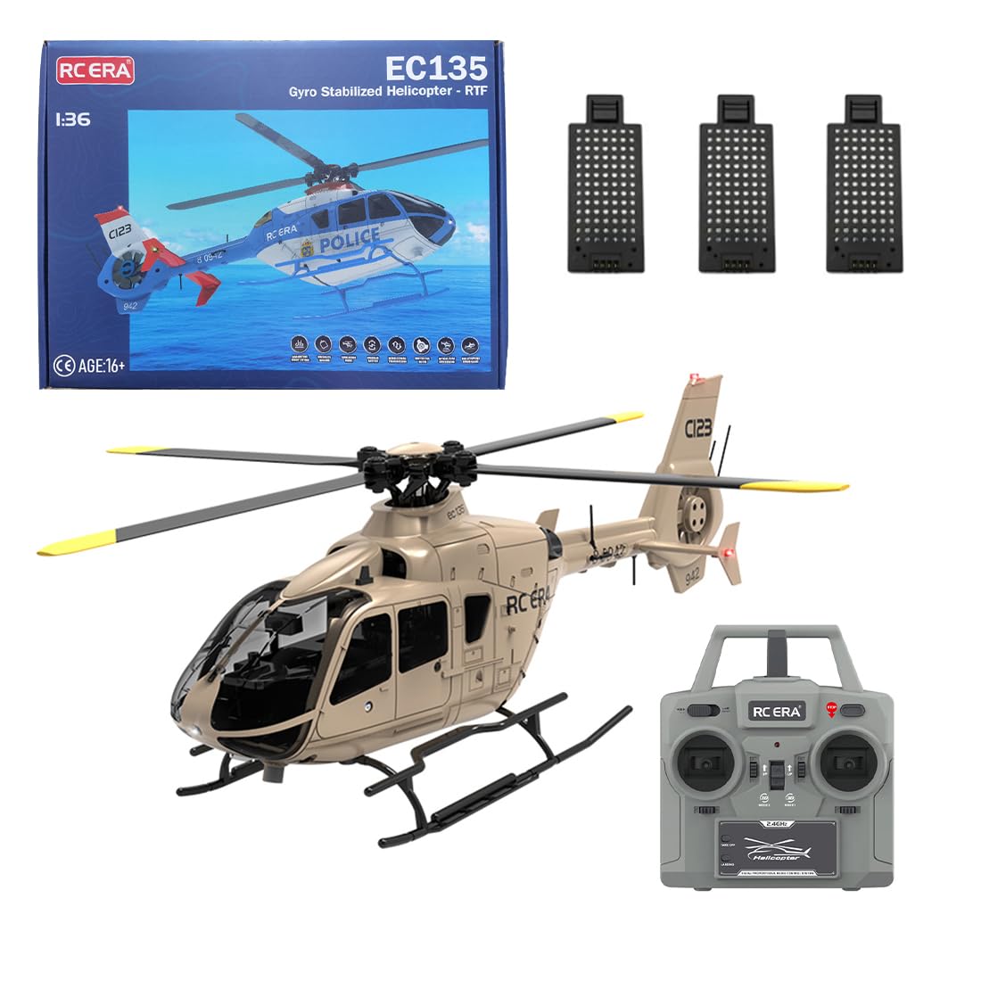 RC ERA C123 EC135 RC helikopter dla dorosłych, 2,4 G, 6 CH, zdalnie sterowany model lotu, helikopter RC w skali 1/36, prezent dla dorosłych i młodzieży (wersja RTF)