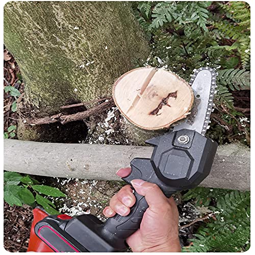Mini Kabellose Kettensäge, Tragbare Kettensäge Elektro 4 Zoll 24V mit Handschuhe und Schutzbrillen für Schneiden Holz… – Bild 5