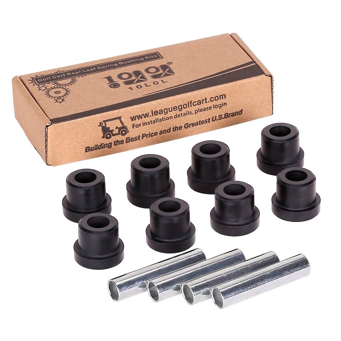 10L0L Golf Cart Rear Leaf Spring Bushings & Sleeves Kit Compatible with Club Car DS 1992-up, EZGO TXT & Medalist 1994-up Models, OEM# 70291-G01, 70289-G02
