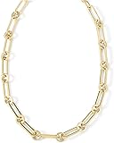 Chunky Layered Gold Necklace For Women Paperclip Link Chain Statement Compass Coin Charm Beach Stackable Necklace Non Tarnish Dainty 14k Gold Plated Medallion Pendant Trendy Fashion Jewelry 17.5 Paperlip Chain 14K Gold