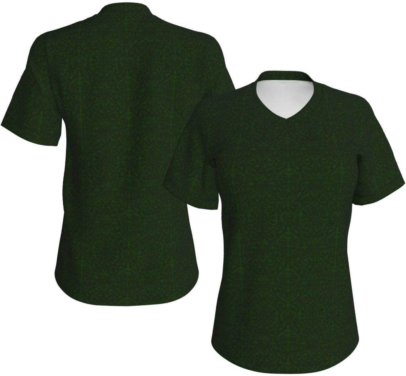 Womens Hunter Green Floral Petals Pattern Print Short Sleeve V Neck T-Shirts Casual Breathable Tee Basic Summer Tops 2026