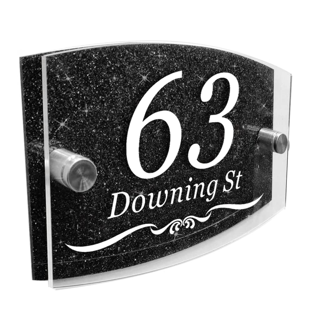 House Number Plaques Door Number Plaques Personalised Acrylic Door Number Plaques for Walls Front Door Number Plaques Door Name Signs Plaques Address Numbers Plaques (Black Design 1)