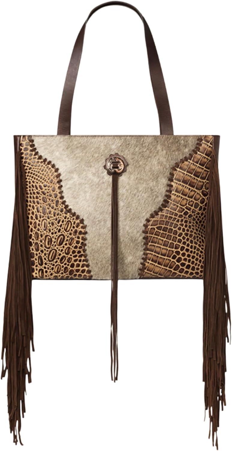 ARIAT Women's Laney Conceal Carry Croc Print Calf Hair Handbag, One Size