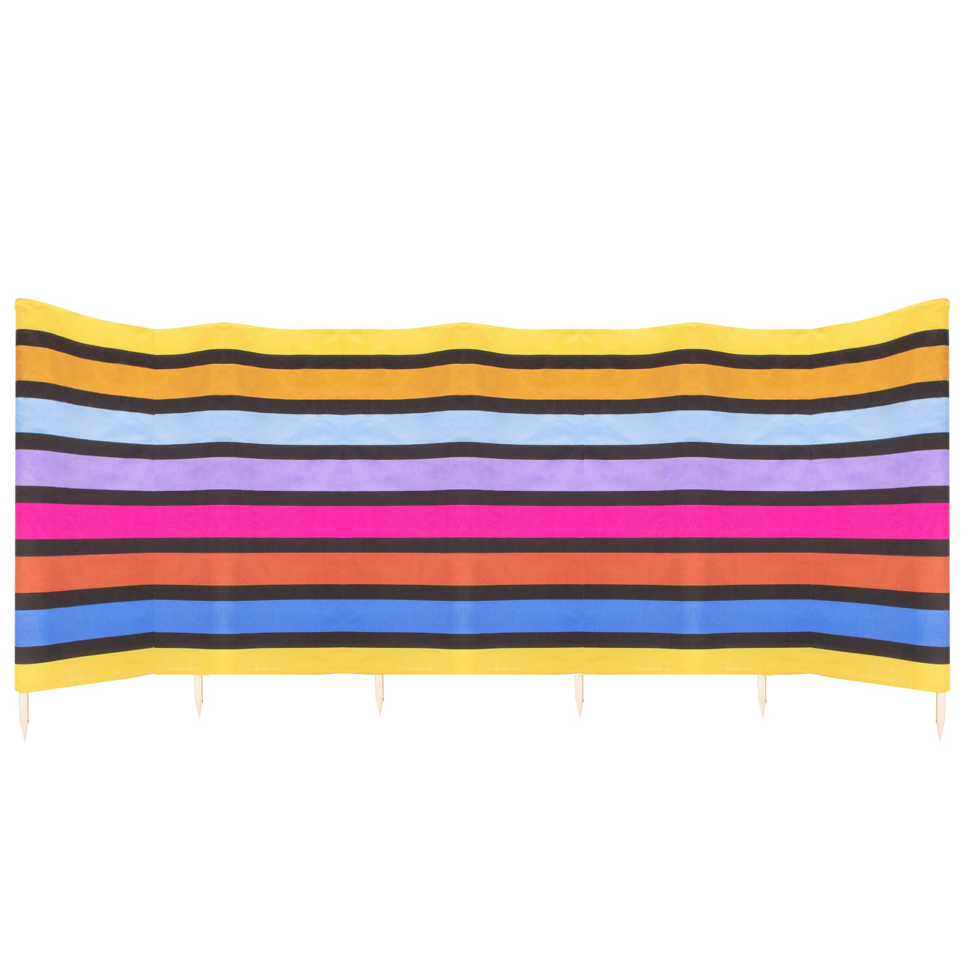 SPRINGOS Brise-vue pour plage 6 m 6 m, rayures noires PA001
