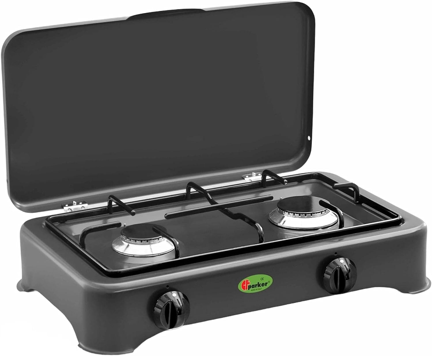 CFParker Fornello 2 Fuochi a Gas METANO Grigio Grafite per Uso Esterno Made in Italy - 5326GSPGPm
