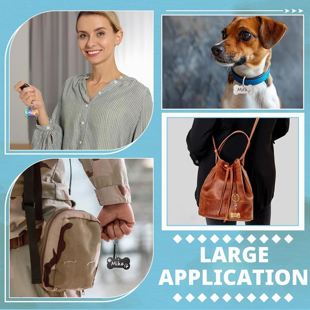 50Pcs d'étiquettes vierges pour chiens à graver, étiquettes en forme d'os de 40 mm avec pendentifs en forme de patte pour chats, breloques à estamper pour petits et grands animaux, DIY