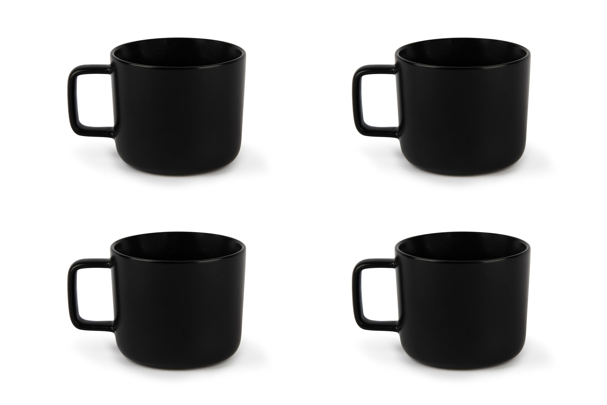 Excelsa Nordic Set of 4 Black Tea Cups, Stoneware Ceramic, Capacity 210 ml