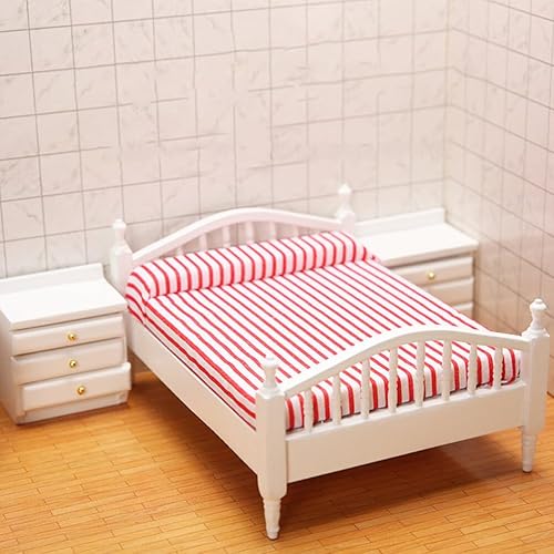 Miniatura 9 de Totority Cama de casa de muñecas de madera, muebles de casa de muñecas en miniatura, accesorios de mesa para casa de muñecas Muebles de casa de