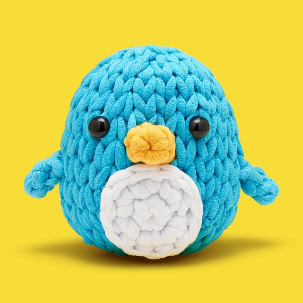 The Woobles Crochet Kit for Beginners with Easy Peasy Loopable Yarn, As Seen on Shark Tank - Easy Arts and Crafts Knitting & Crochet Animals Kit with Step-by-Step Video Tutorials (Pierre the Penguin)