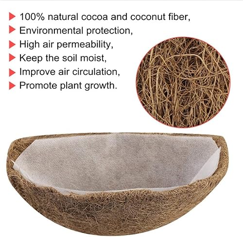Miniatura 4 de 2 piezas de cestas colgantes de coco para maceta, tapete de cesta de flores, semicírculo de fibra de coco de repuesto para maceta de jardín