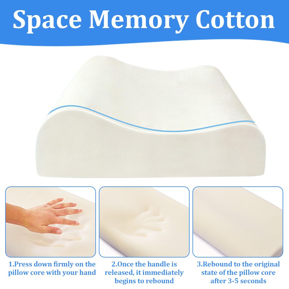Almohada para Niños, 46 x 26cm Almohada para Bebe con Funda de Almohada, Suave y Transpirable para un Sueño Seguro, Espuma Viscoelástica, para Niños Mayores de 2 Años (Ballena)