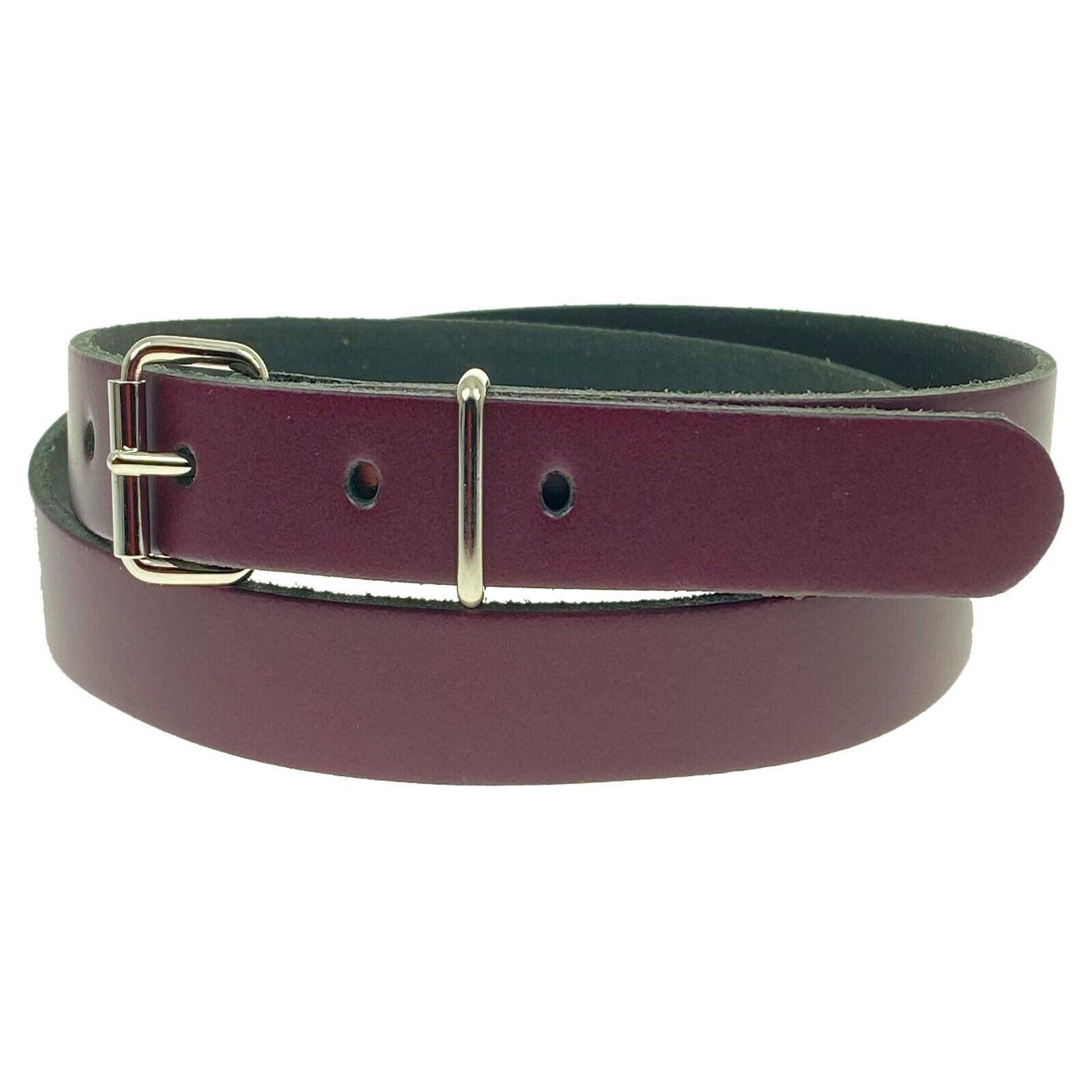 BULLET 69 LADIES GIRLS WOMEN'S 20MM THIN SKINNY 100% LEATHER WAIST BELT[Burgundy,Medium 32"-36"]