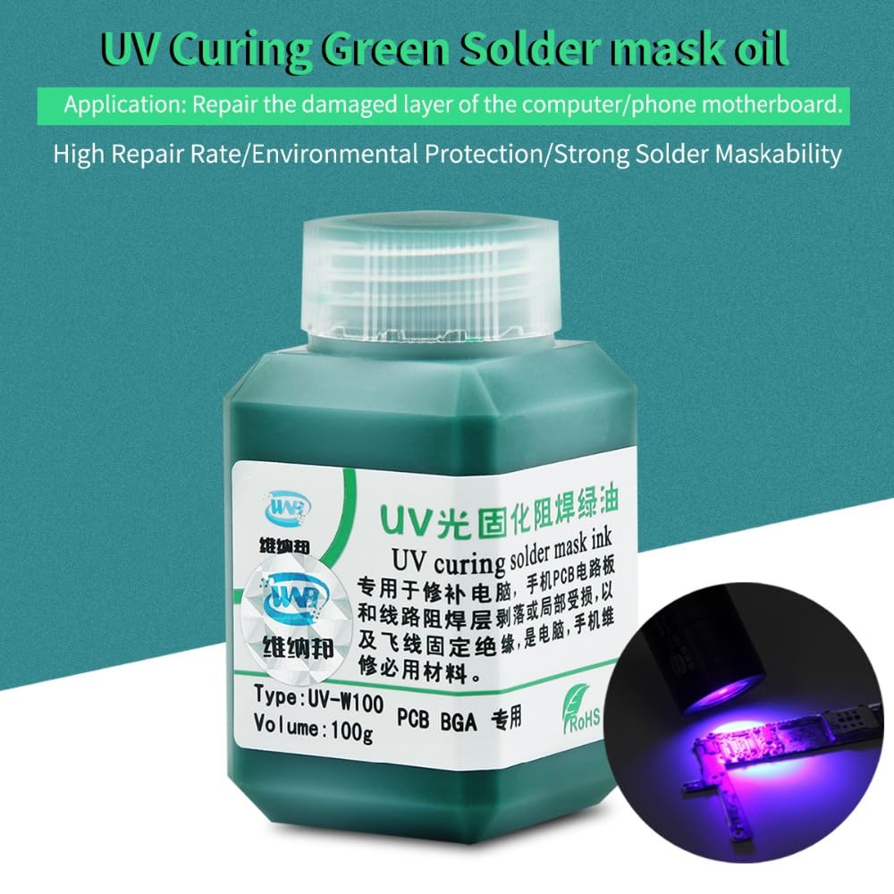 100g Green Oil UV Solder Mask Ink PCB Paint Prevent Corrosive Arcing Soldering Paste Flux Ink