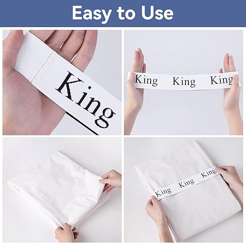 Miniatura 7 de 24 PCS Bed Sheet Organizer Bands, Bed Sheet Keepers, King, Queen, Full, Twin Size Sheet Organizer, Elastic Linen Labels for Bed Sheet Sets and