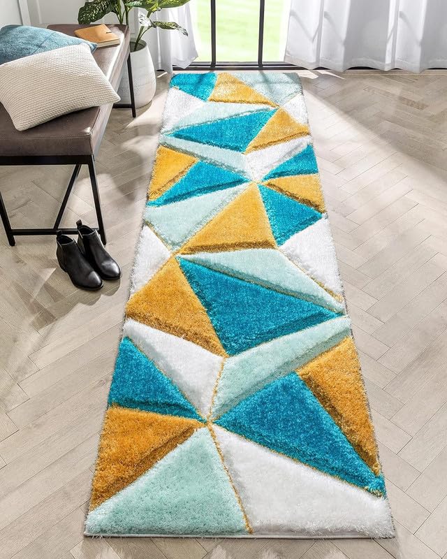 Image of Carpet for Living Room, Bedroom and Hall Handmade Microfiber Cozy Soft and Fluffy Shaggy Area Rug with 2 inch Thick Anti Skid Carpet [2x6 Feet Multi 08]
