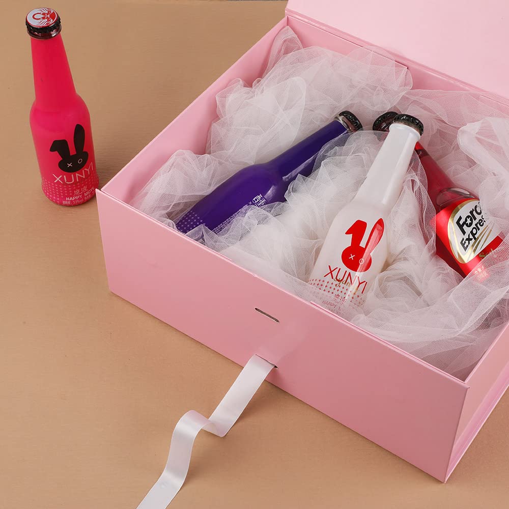 GoooodGift Pink Gift Box Large 13x11x5.3 Inches, Pink Gift Boxes for Presents with Magnetic Closure Lid, Luxury Gift Box Rectangle Collapsible Boxes for Gift Packaging
