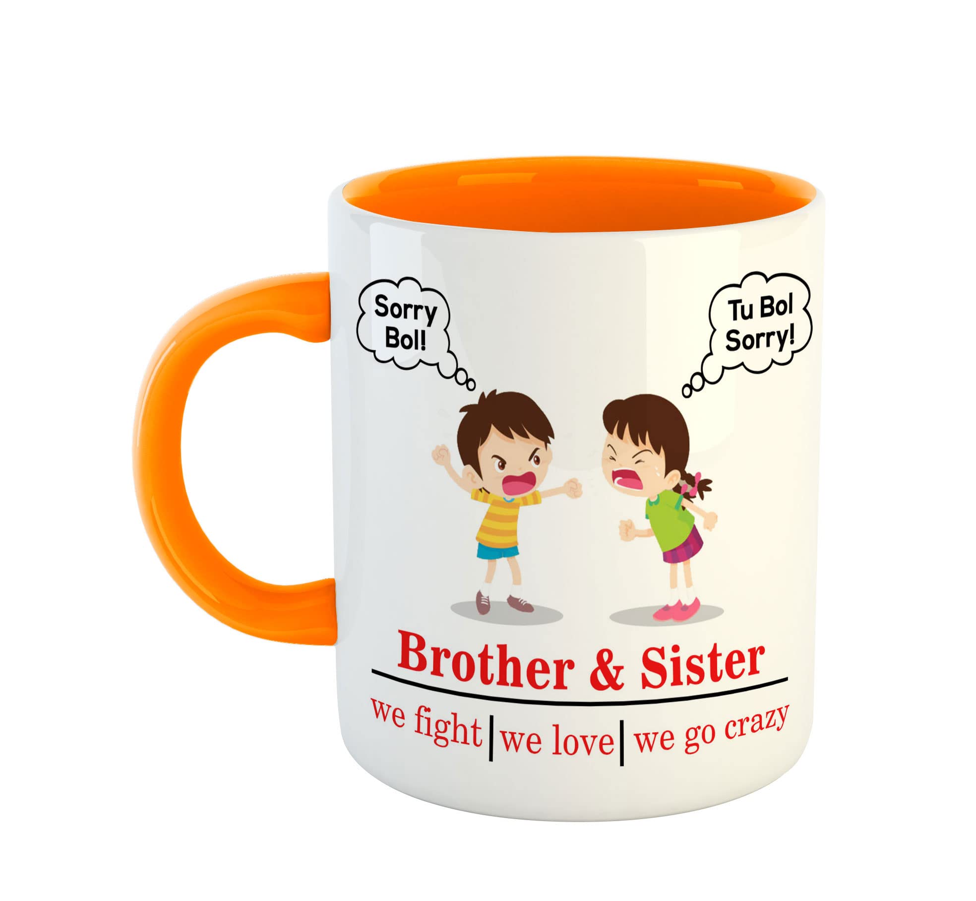 ASHVAH Brother Sister We Love Fight Crazy Ceramic Coffee Mug Best Rakhi Gift for Sister/Brother, Rakshabandhan, Rakhi, Bhai Dooj, Birthday Mug - Orange (B0B71SGQ6G) Amazon Price History, Amazon Price Tracker
