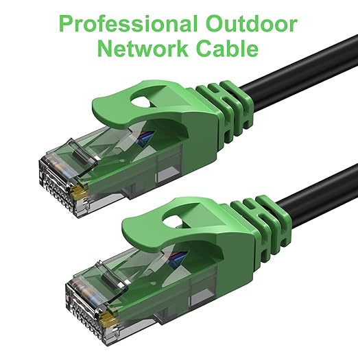 Cable Ethernet Cat6 Exterior 200ft, UTP, Enterrable, PoE, RJ45, Negro-Verde miniatura 2