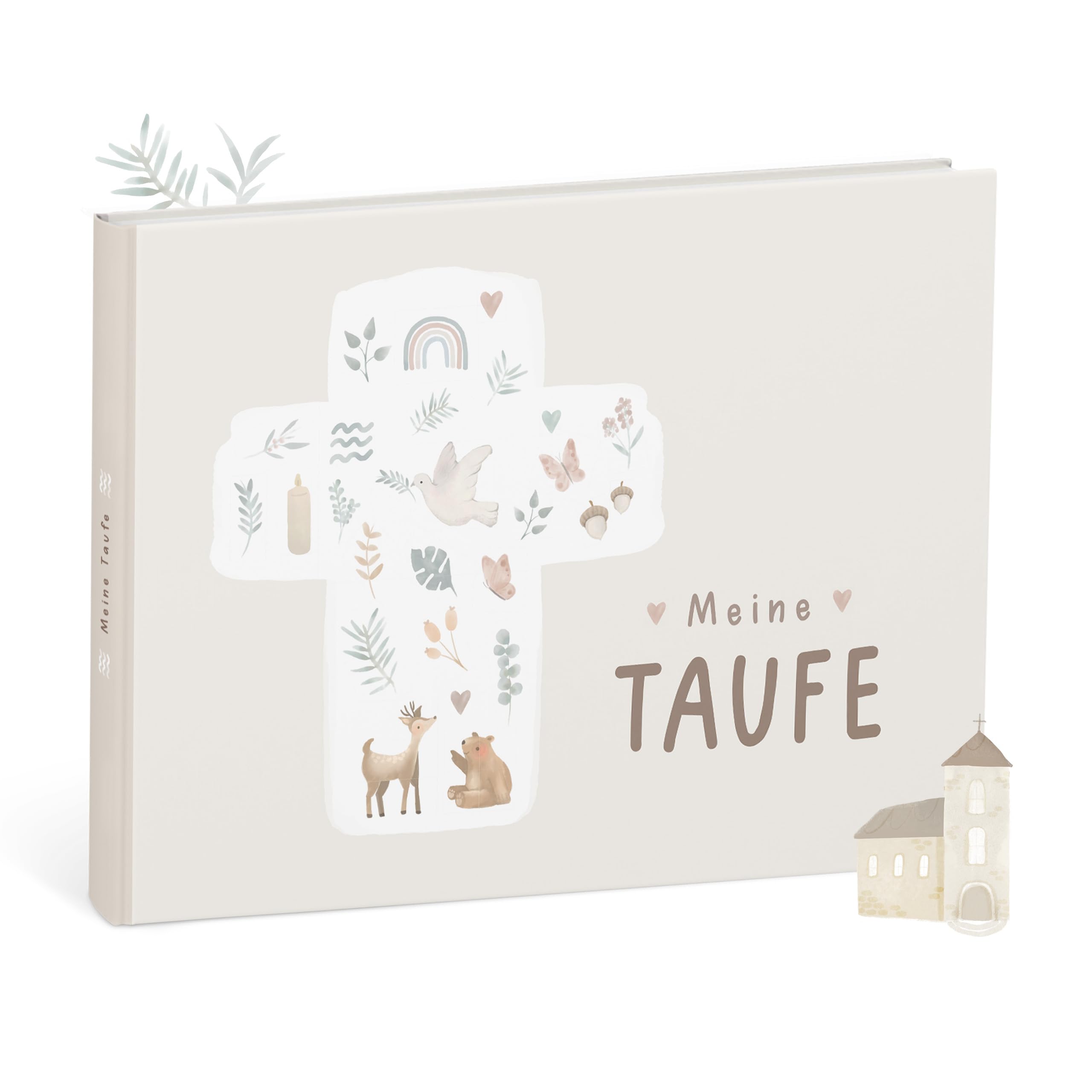 mintkind Erinnerungsalbum Meine Taufe Beige – Geschenk zur Taufe für Jungen und Mädchen – Taufgeschenk von Patentante oder Patenonkel – Liebevoll gestaltetes Album für unvergessliche Erinnerungen