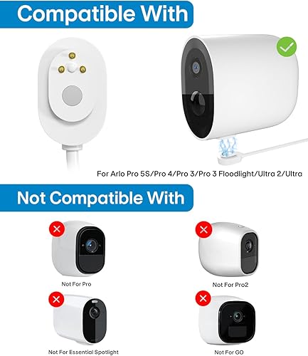 Miniatura 3 de Panel solar de carga mejorada compatible con Pro 5S, Arlo Pro 4, Pro 3, Pro 3, Ultra 2, Ultra, panel solar de 4 W con cable de carga de 9.8 pies,