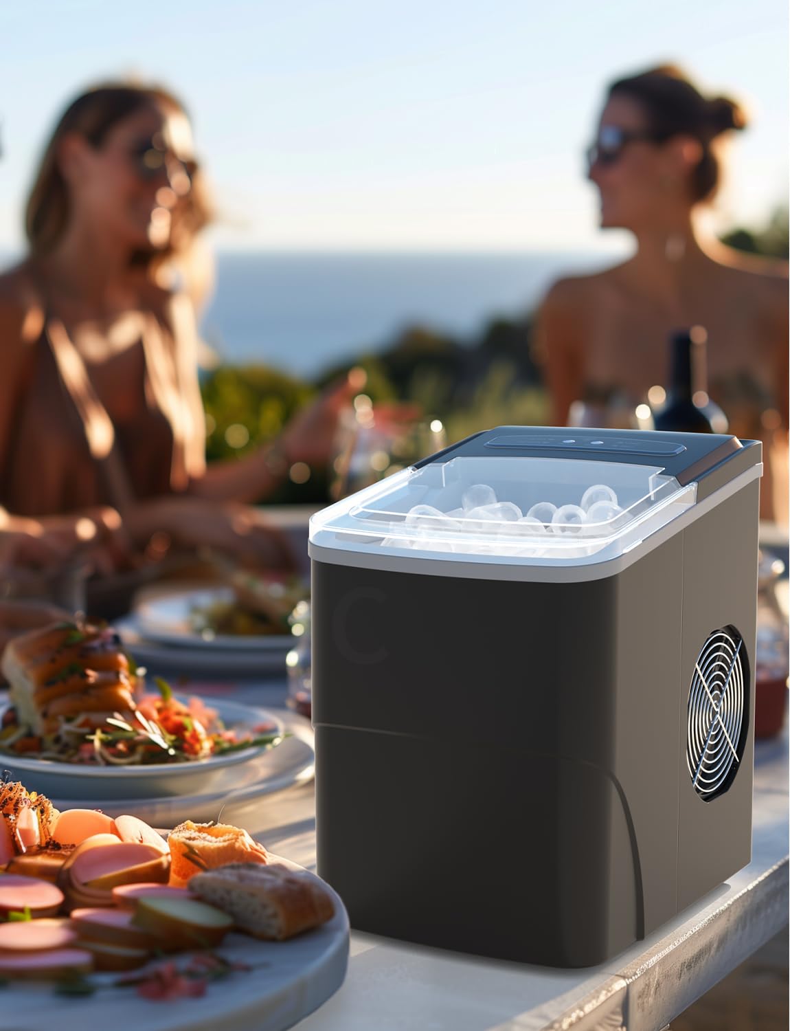 Eiswürfelmaschine, 12 kg in 24 Stunden, 9 Eiswürfel in 6 – 8 Minuten, automatisch, kompakt, tragbar, für Zuhause/Küche/Bar