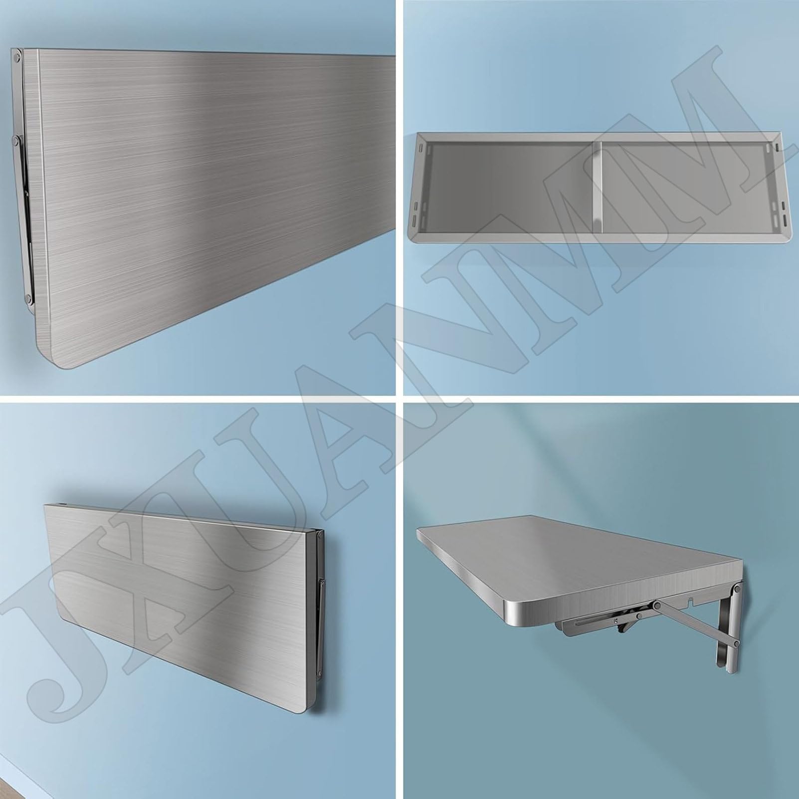 Wandtisch aus Edelstahl, verdickter Wandschreibtisch, Küchenregal, Wäscherei, klappbares Design, 0,8 mm gebürsteter Edelstahl, klappbare Platte aus Edelstahl,120x30cm/47.2x11.8in