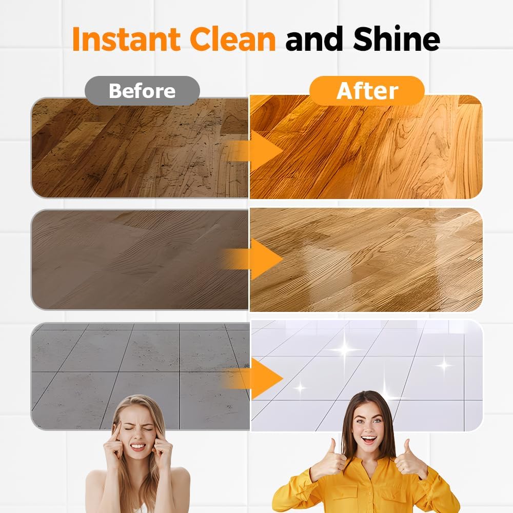 5-in-1 Hardwood Floor Cleaner & Shine Enhancer – All-in-One Stain, Odor & Grease Remover for Wood, Tile, Laminate Floors – Waxing & Shine Restoration for Home, Kitchen, Bathroom (500ML-1PCS)