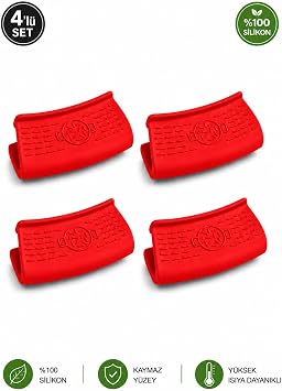4 l  Set Silikon Tencere ve Tava Kulpu Tutucu - Is ya Dayan kl  Yanmaz F r n Tepsisi Tutaca