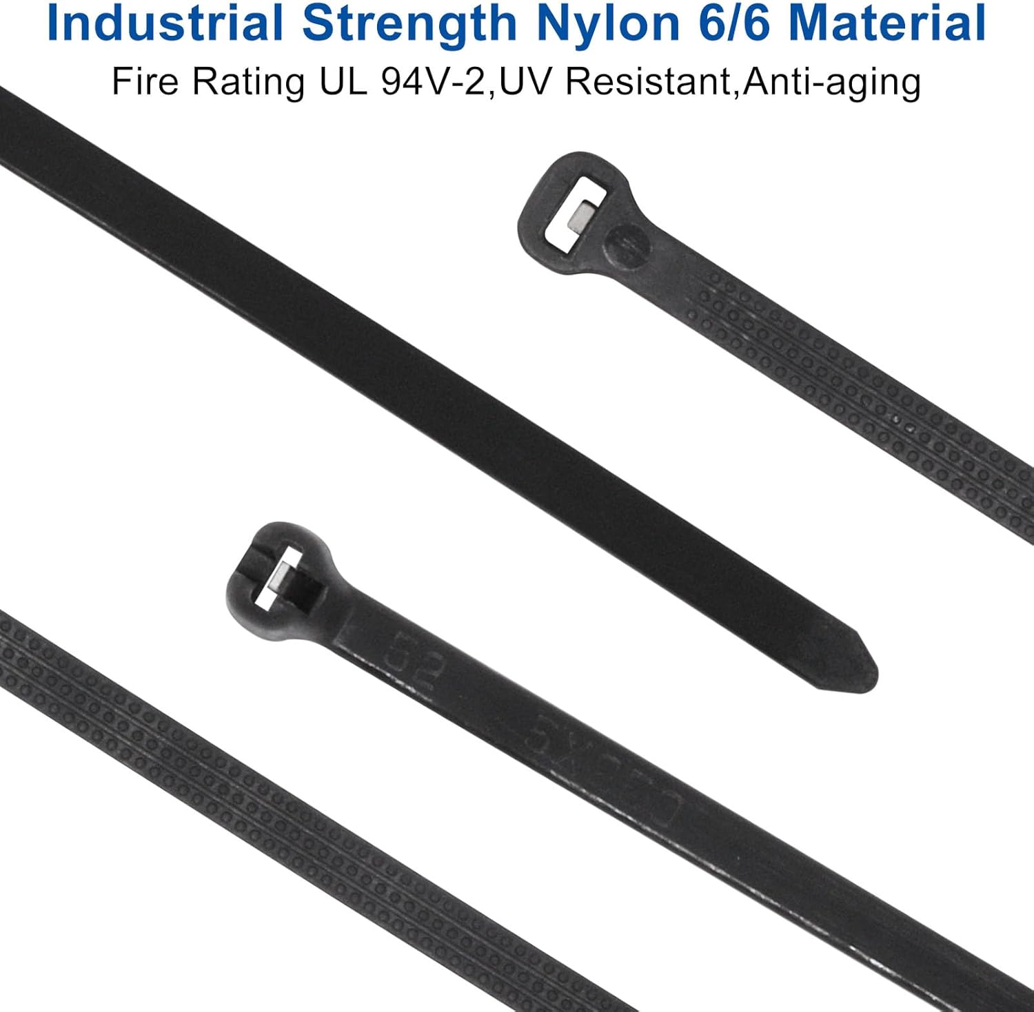 200pcs Push Mount Zip Ties, 10" Cable Zip Tie with Stainless Steel Metal Tooth Locking Device, Self Locking Straps Heavy Duty Nylon Zip Tie Clips for Industry, Auto, Construction, Electronic (10inch)